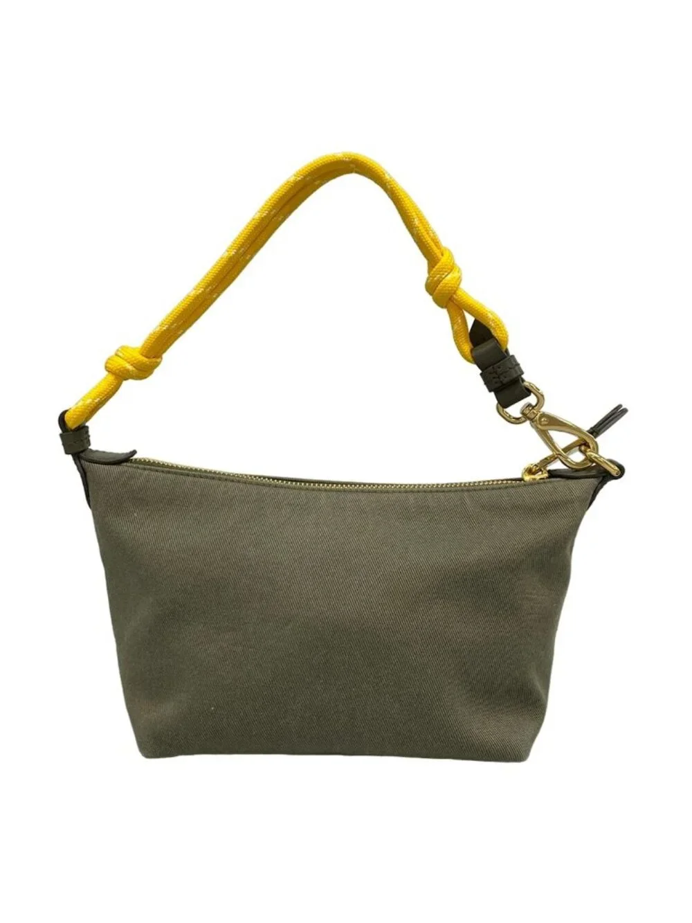 Miu Miu Handbag Spirit Gabardine Pouch Khaki Cotton